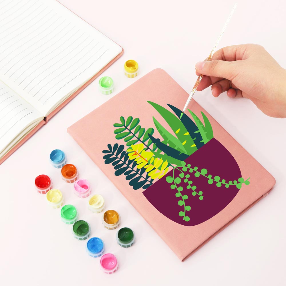
Paint by Numbers Hardcover Journal Notebook - Succulent Potted Plant