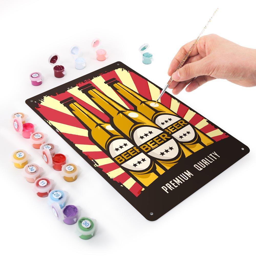 
Paint by Numbers – Vintage Metal Bar Art | Beer Trio Poster