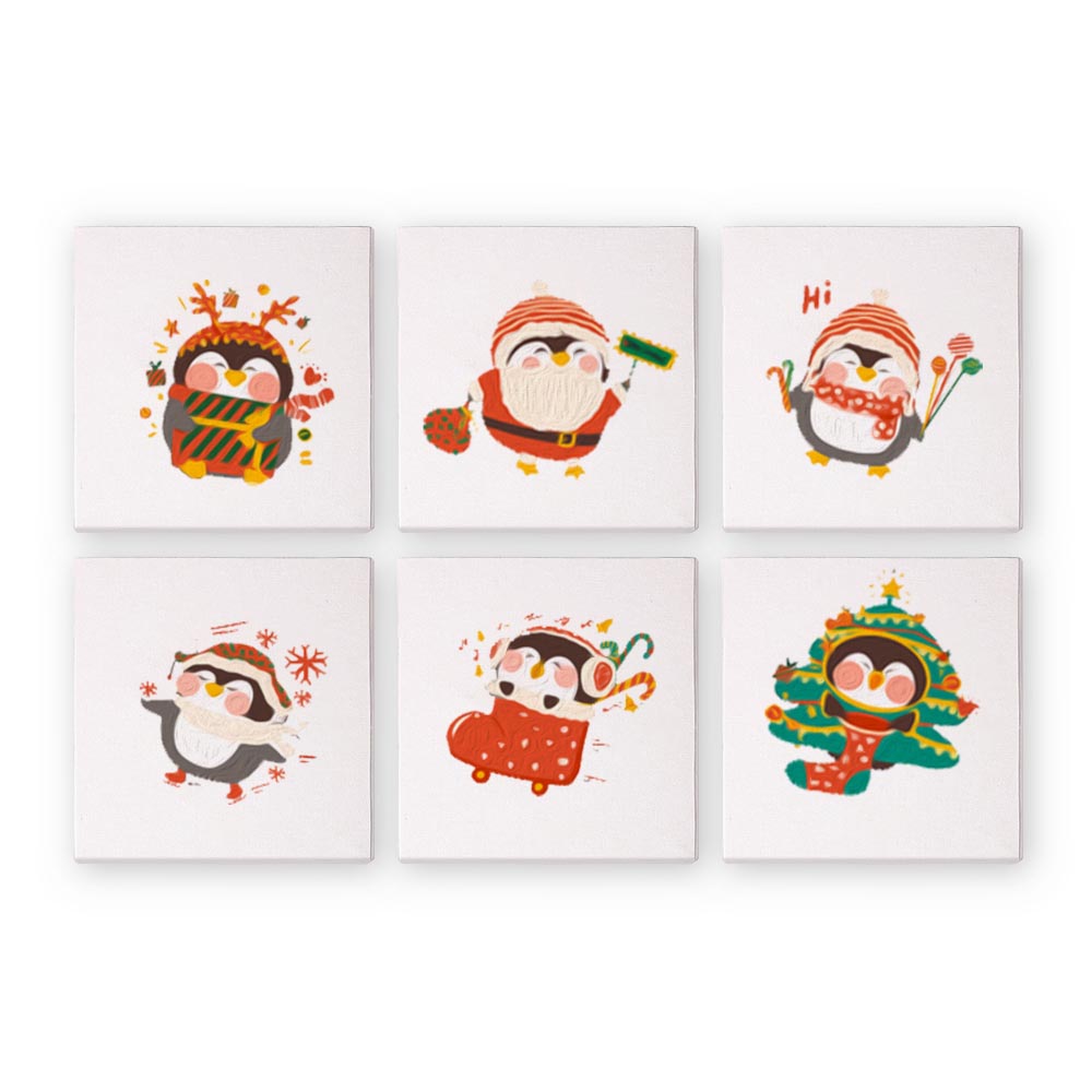 Paint by Numbers – 6 Mini Paintings | Christmas Penguins Set