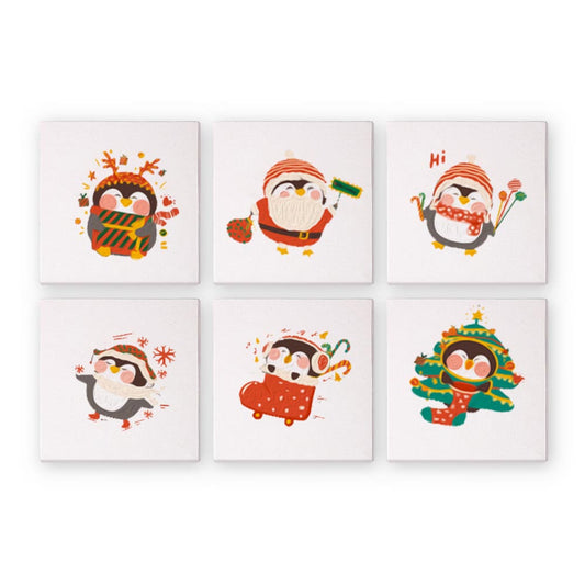 Paint by Numbers – 6 Mini Paintings | Christmas Penguins Set