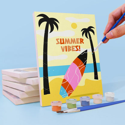 Paint by Numbers – 6 Mini Paintings | Retro Summer Holiday Set