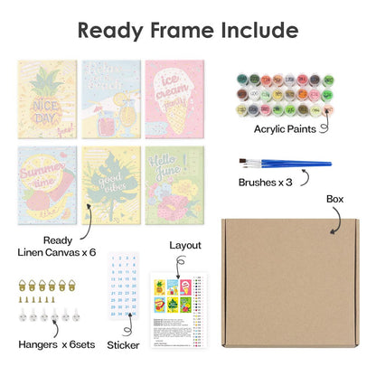 Paint by Numbers – 6 Mini Paintings | Summer Vibes & Ice Cream Set