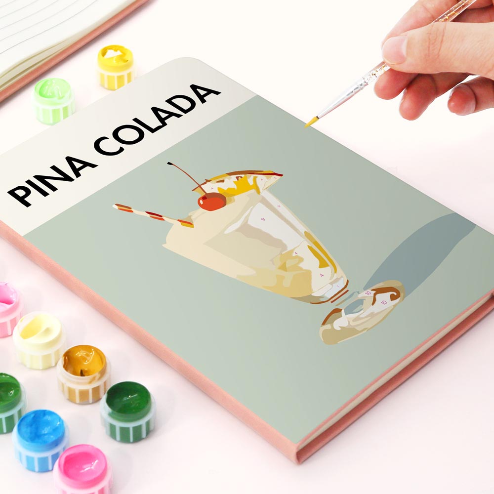 Paint by Numbers Hardcover Journal Notebook - Pina Colada Cocktail