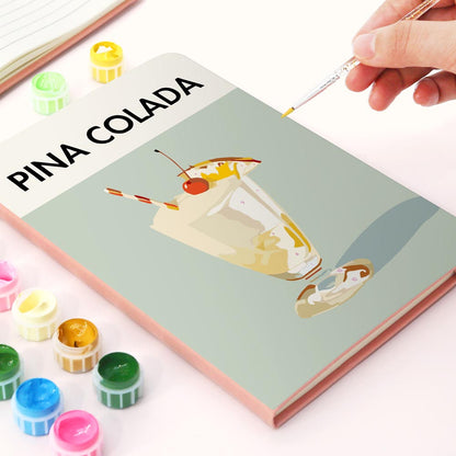 Paint by Numbers Hardcover Journal Notebook - Pina Colada Cocktail