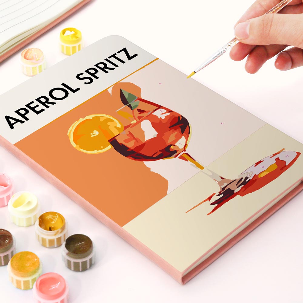 
Paint by Numbers Hardcover Journal Notebook - Aperol Spritz Cocktail