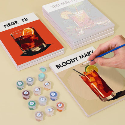 Paint by Numbers – 6 Mini Paintings | Modern Cocktails Set
