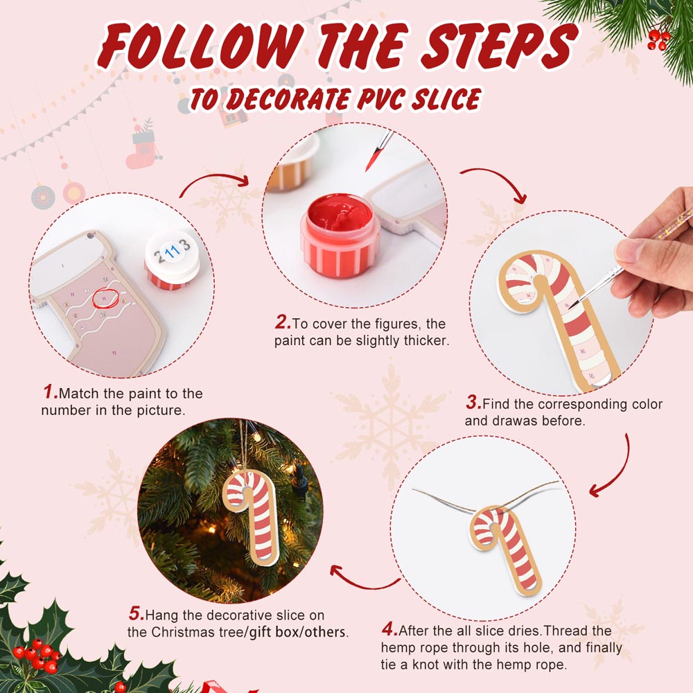 
Paint by Numbers – 8 Christmas Ornaments – Gingerbread Cookies & Festive Treats Set