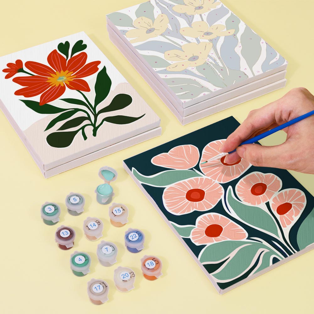 Paint by Numbers – 6 Mini Paintings | Vibrant Floral Garden Set