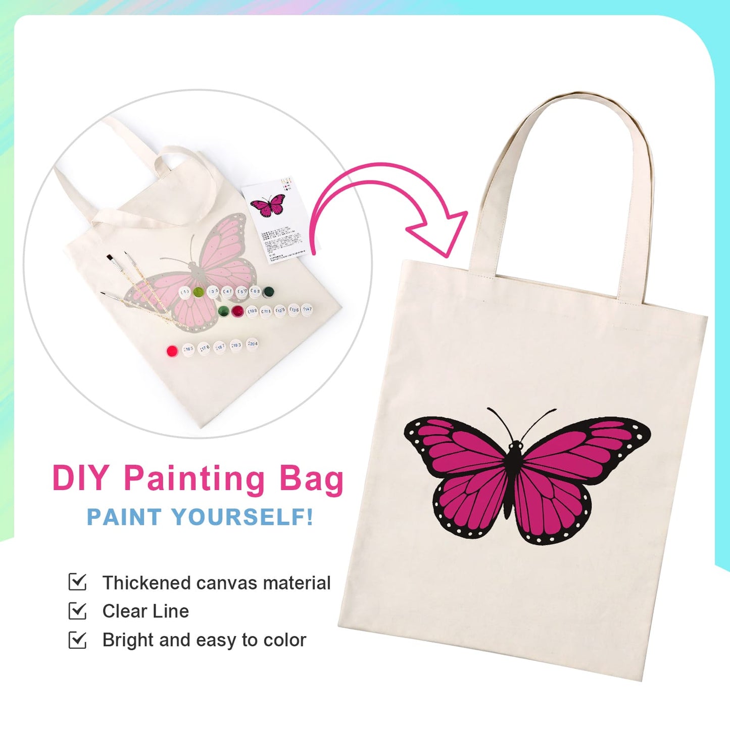Paint by Numbers – DIY Totebag | Butterfly Charm