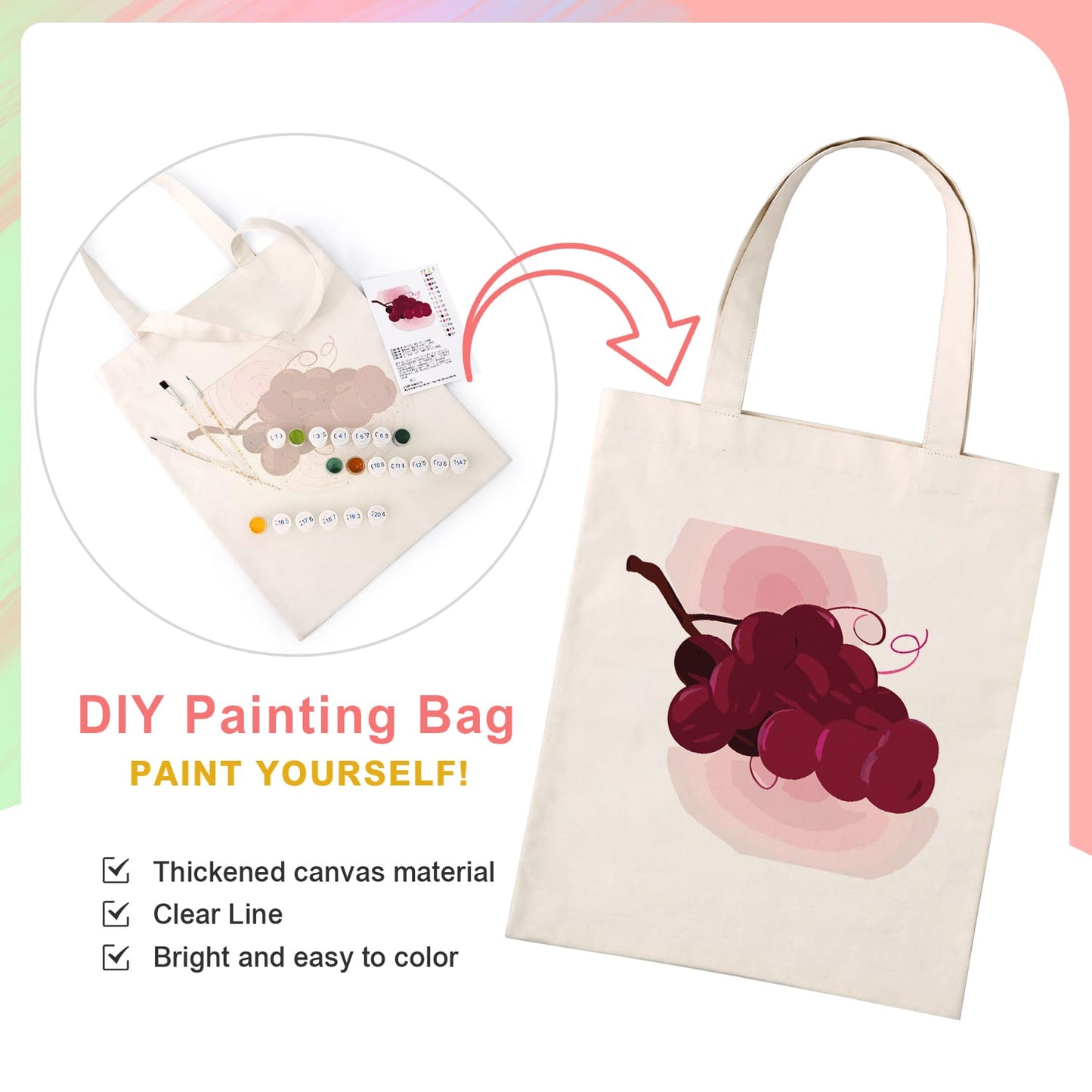 Paint by Numbers - DIY Totebag | Cherries