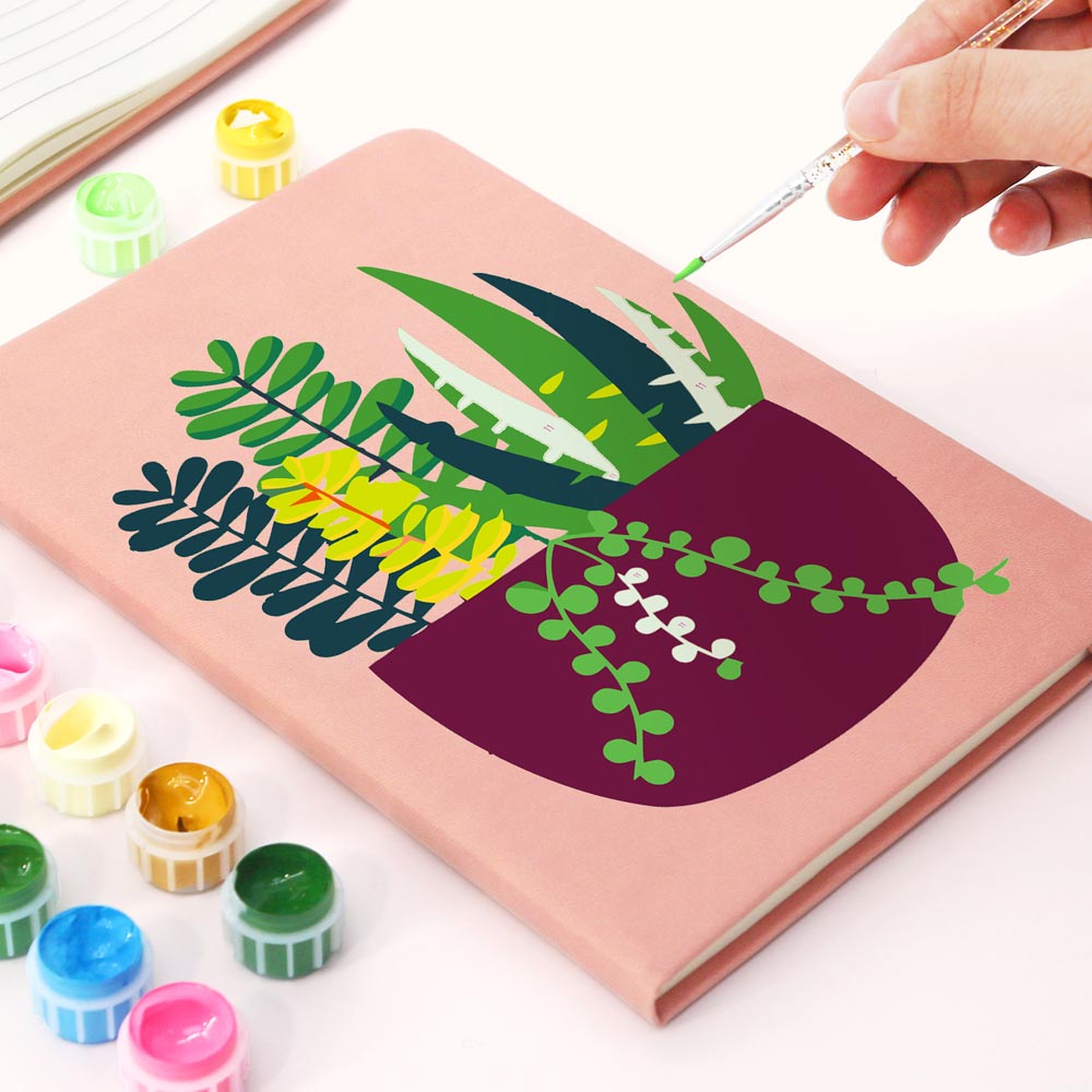 
Paint by Numbers Hardcover Journal Notebook - Succulent Potted Plant