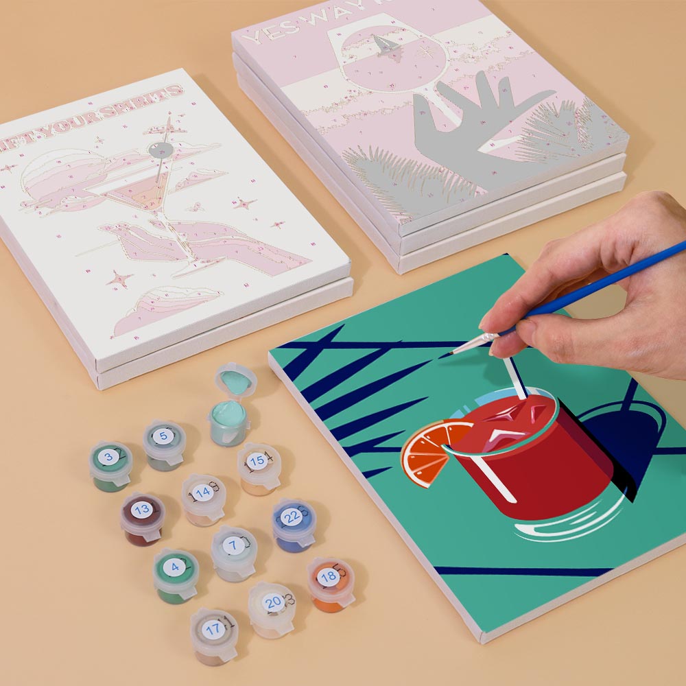 
Paint by Numbers – 6 Mini Paintings | Rosé & Sunset Cocktails Set