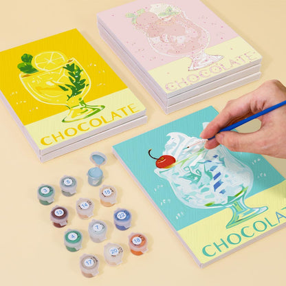 Paint by Numbers – 6 Mini Paintings | Retro Ice Cream & Drinks Set