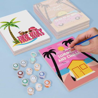 Paint by Numbers – 6 Mini Paintings | Retro Summer Holiday Set