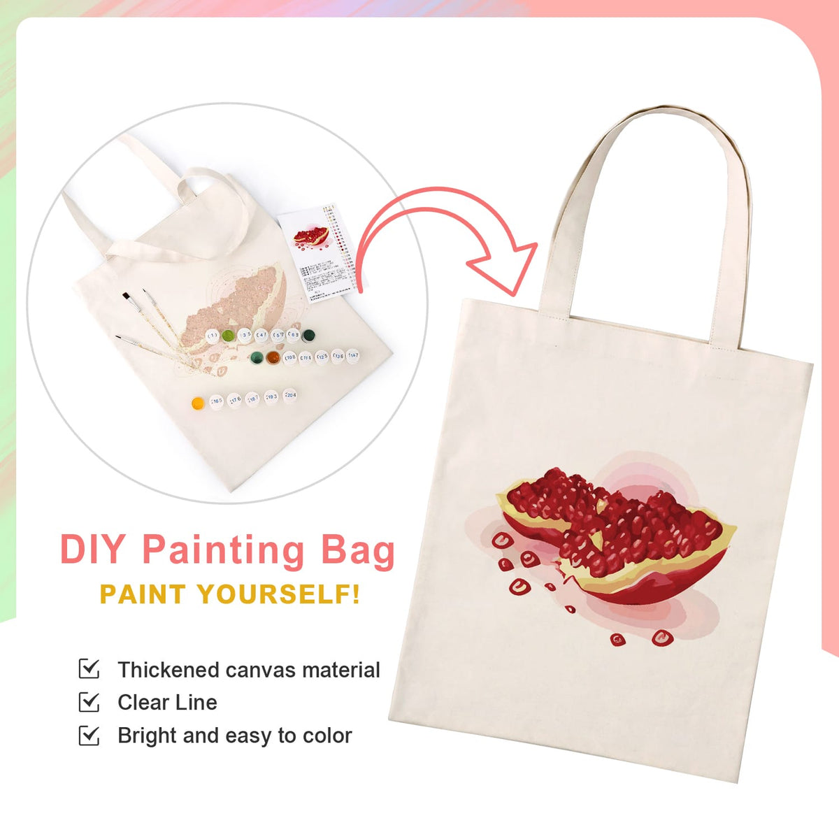 
Paint by Numbers - DIY Totebag | Pomegranate Splash