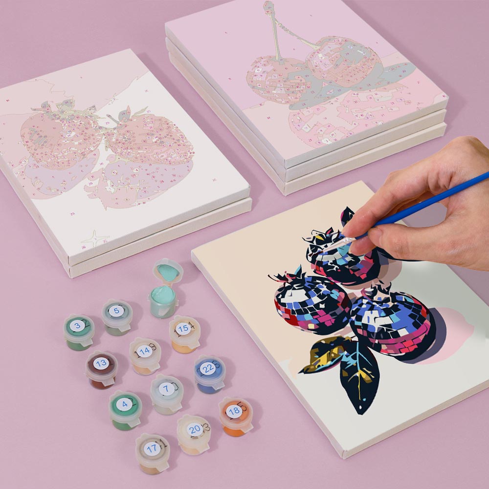 
Paint by Numbers – 6 Mini Paintings | Disco Fruit Pop Art Set