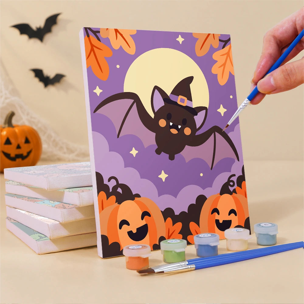 Paint by Numbers – 6 Mini Paintings | Autumn Leaves Halloween Pets Set