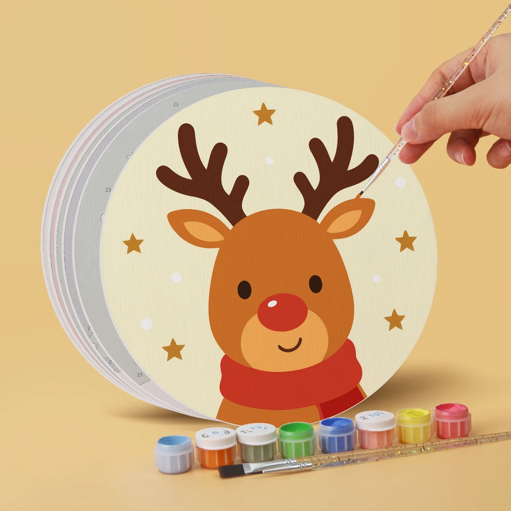 Paint by Numbers – 6 Mini Paintings | Classic Christmas Rounds (Round)