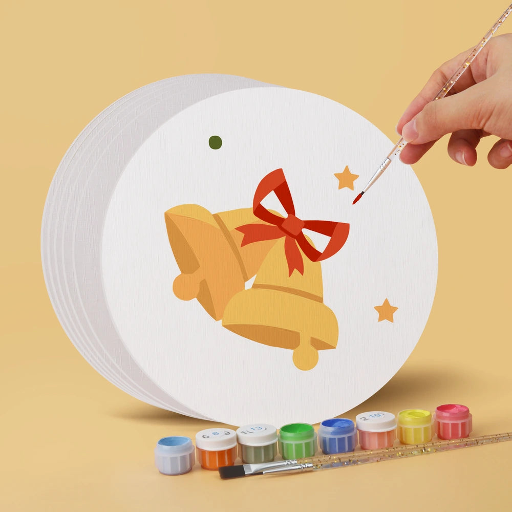 Paint by Numbers – 6 Mini Paintings | Classic Christmas Symbols (Round)