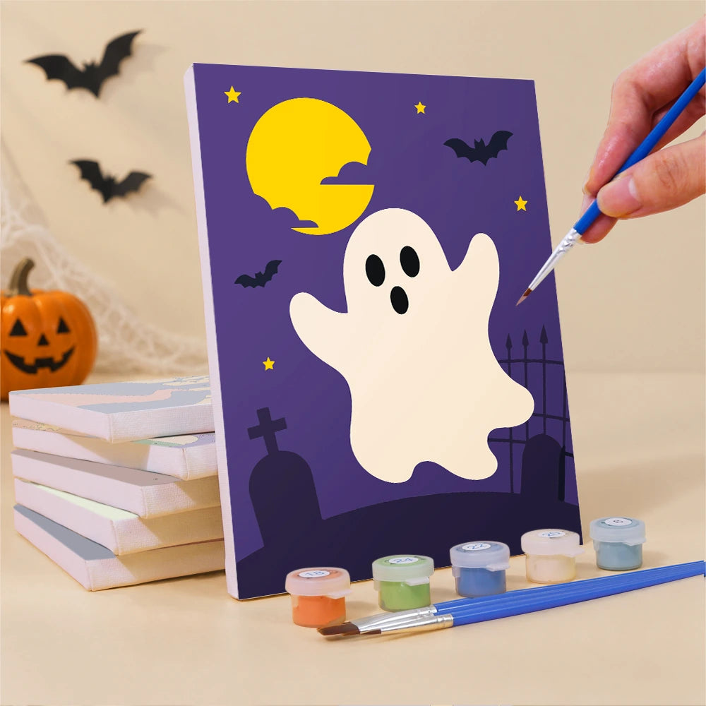 
Paint by Numbers – 6 Mini Paintings | Classic Halloween Icons Set
