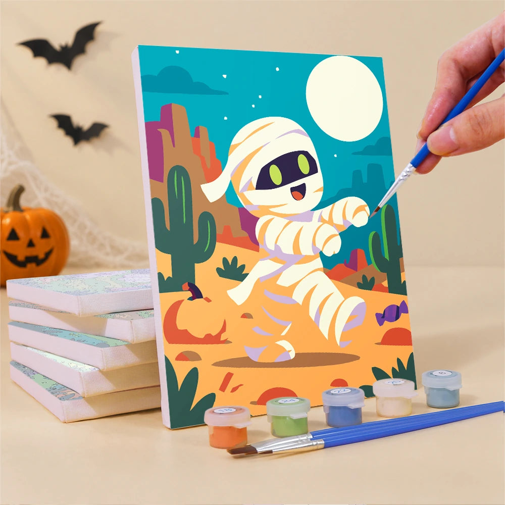 Paint by Numbers – 6 Mini Paintings | Colorful Graveyard Friends Set