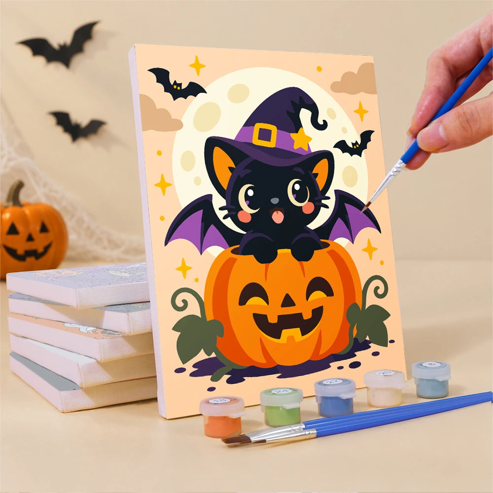 
Paint by Numbers – 6 Mini Paintings | Cute Costume Characters Under the Moon Set