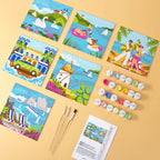Paint by Numbers – 6 Mini Paintings | European Holiday Postcards (Square)