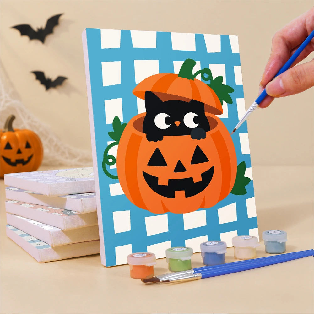 Paint by Numbers – 6 Mini Paintings | Gingham Halloween Characters Set