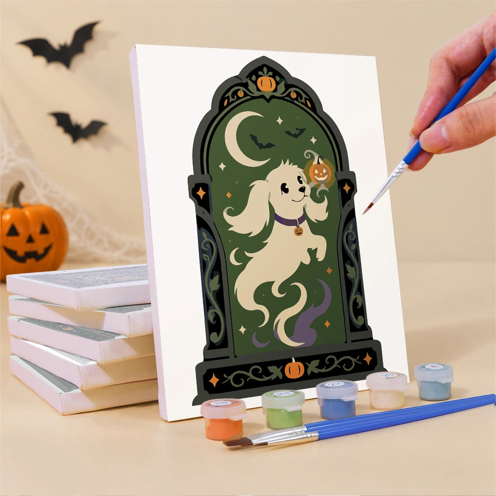 Paint by Numbers – 6 Mini Paintings | Gothic Arch Halloween Portraits Set