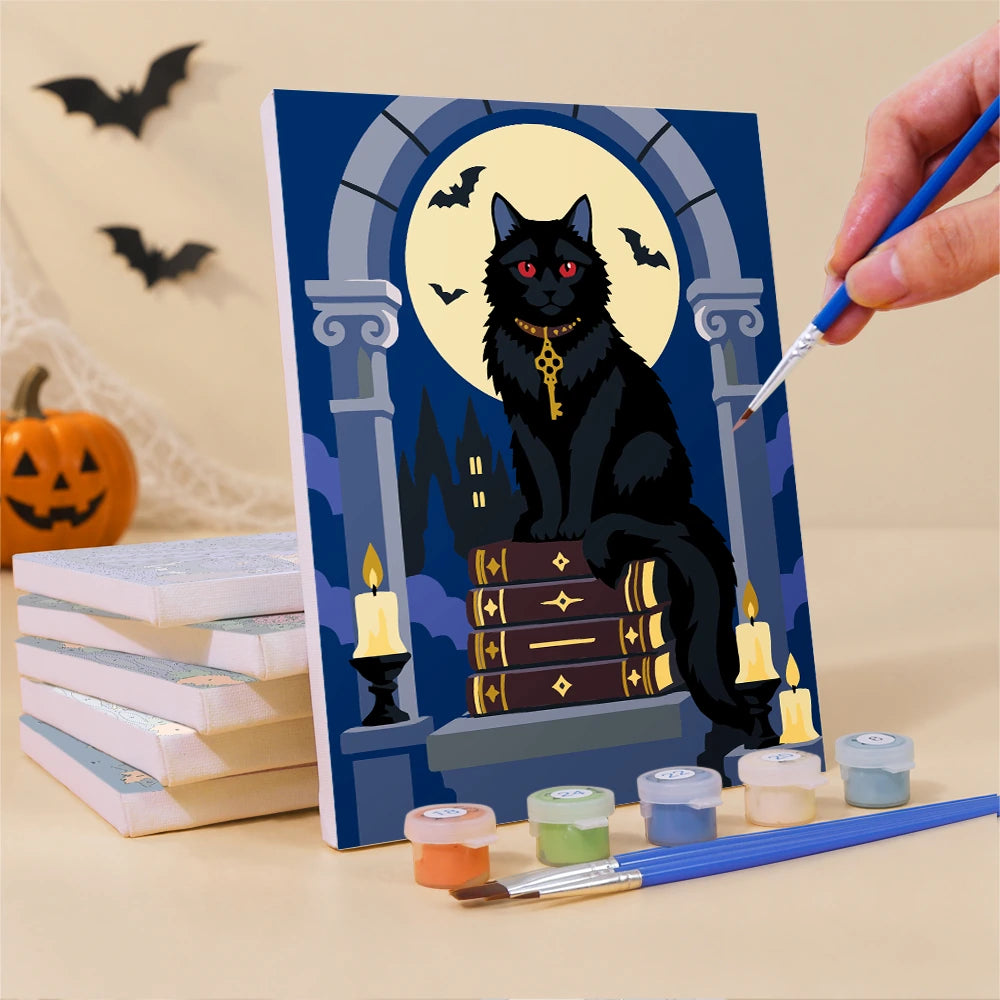 Paint by Numbers – 6 Mini Paintings | Gothic Graveyard Night Set