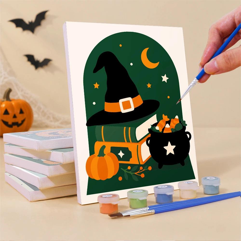 Paint by Numbers – 6 Mini Paintings | Green Arch Halloween Scenes Set