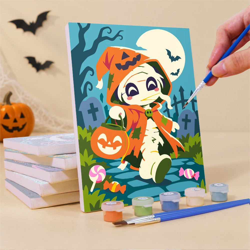 Paint by Numbers – 6 Mini Paintings | Halloween Circus Characters Set