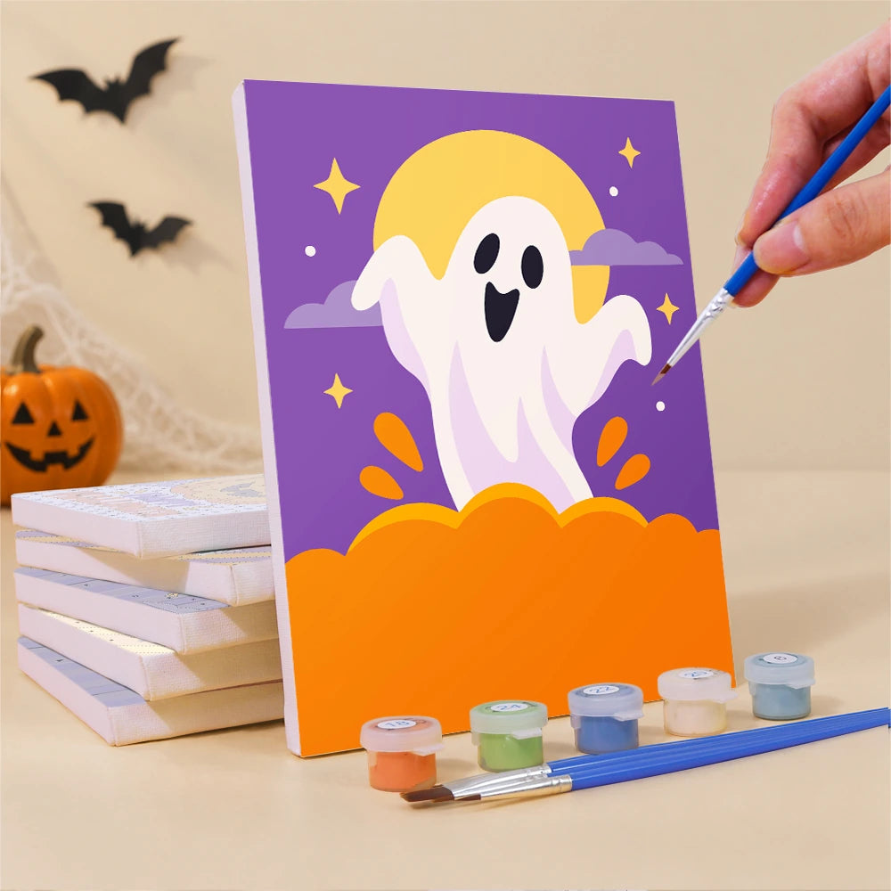 Paint by Numbers – 6 Mini Paintings | Halloween Party Stripes Set