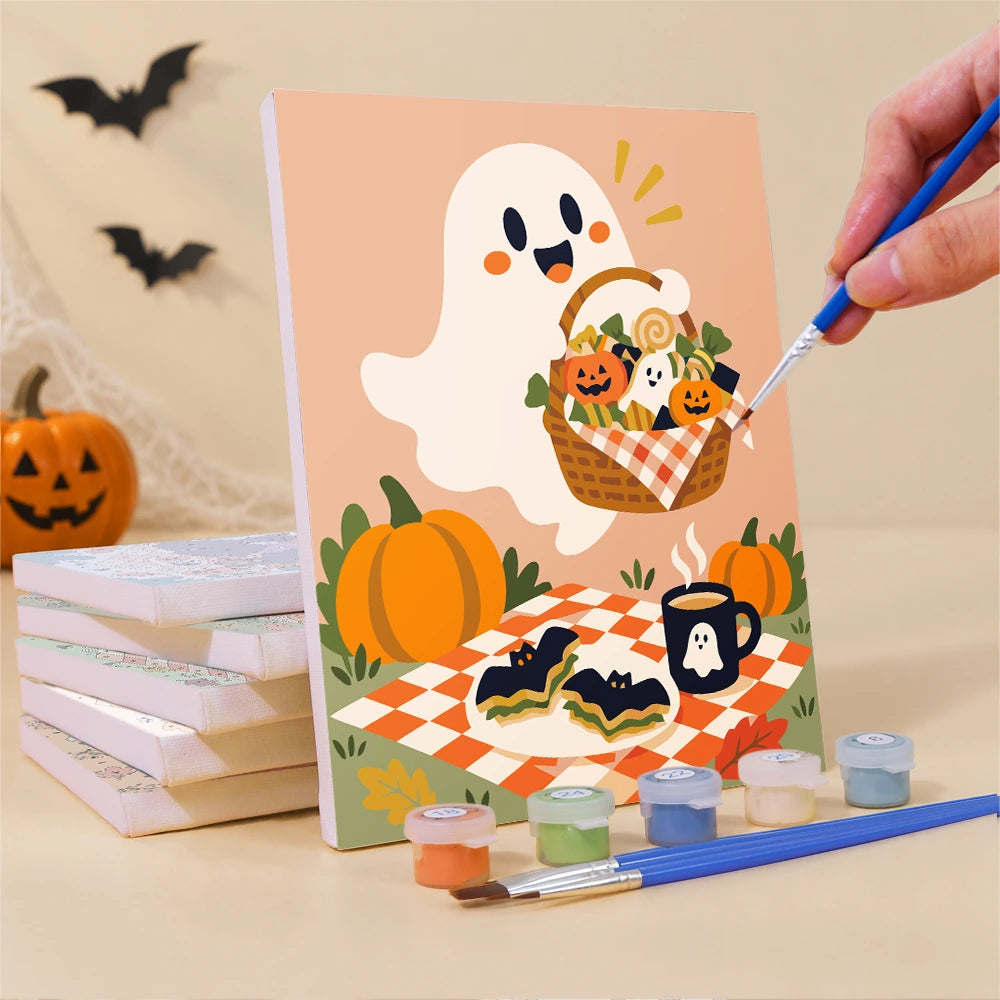 Paint by Numbers – 6 Mini Paintings | Halloween Picnic in the Park Set