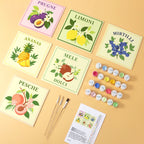 Paint by Numbers – 6 Mini Paintings | Italian Fruit Labels (Square)