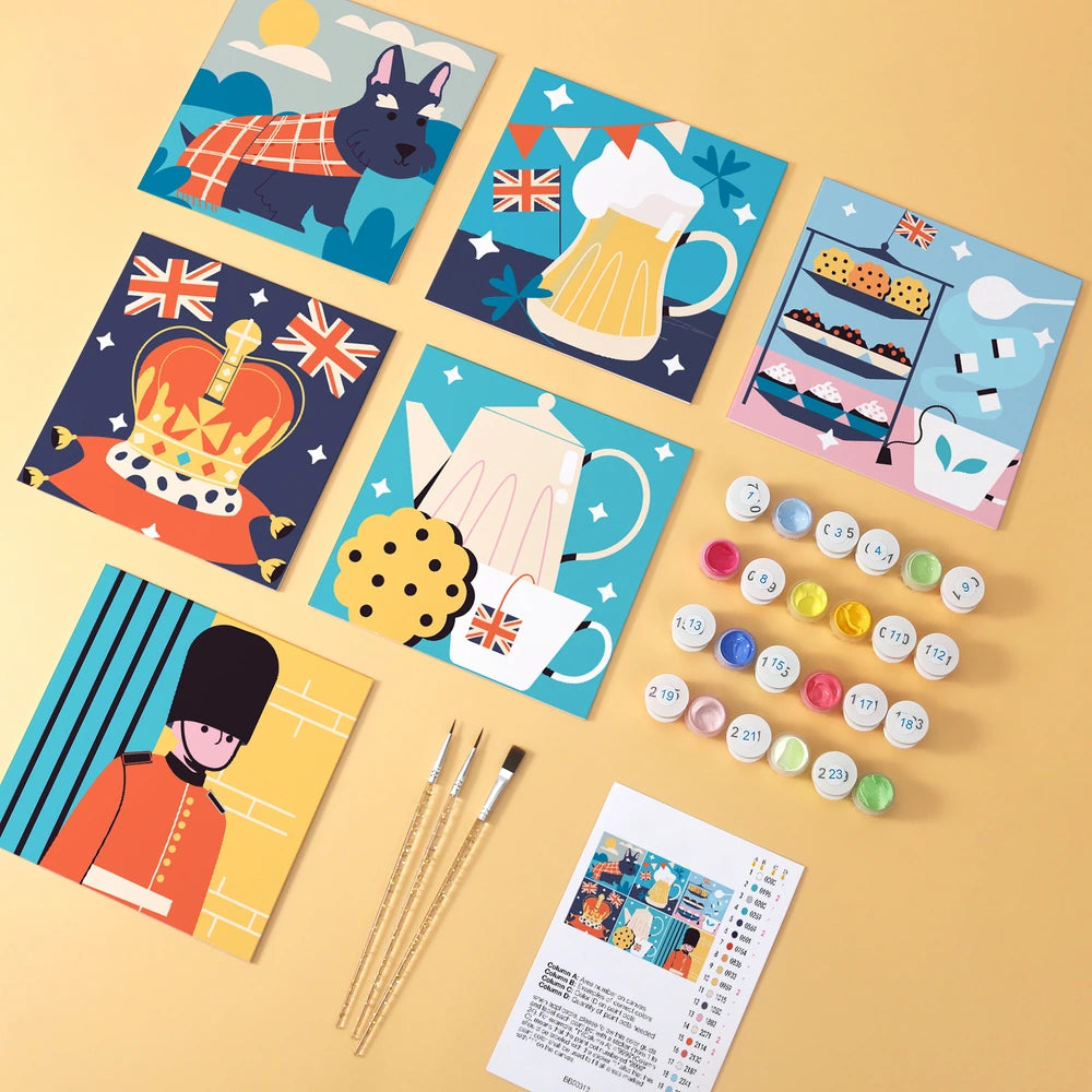
Paint by Numbers – 6 Mini Paintings | London Tea Time Squares (Square)