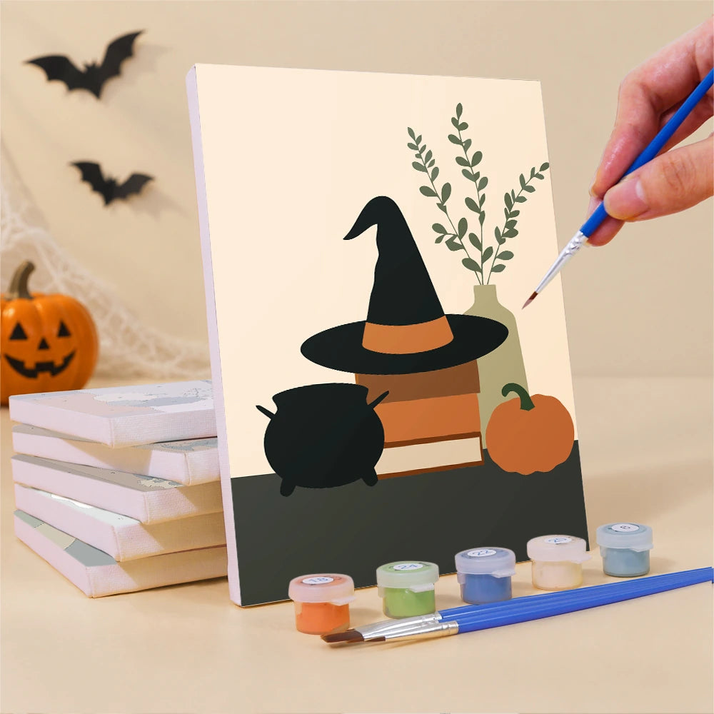 Paint by Numbers – 6 Mini Paintings | Minimalist Halloween Interiors Set