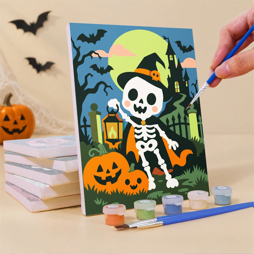 Paint by Numbers – 6 Mini Paintings | Neon Graveyard Characters Set