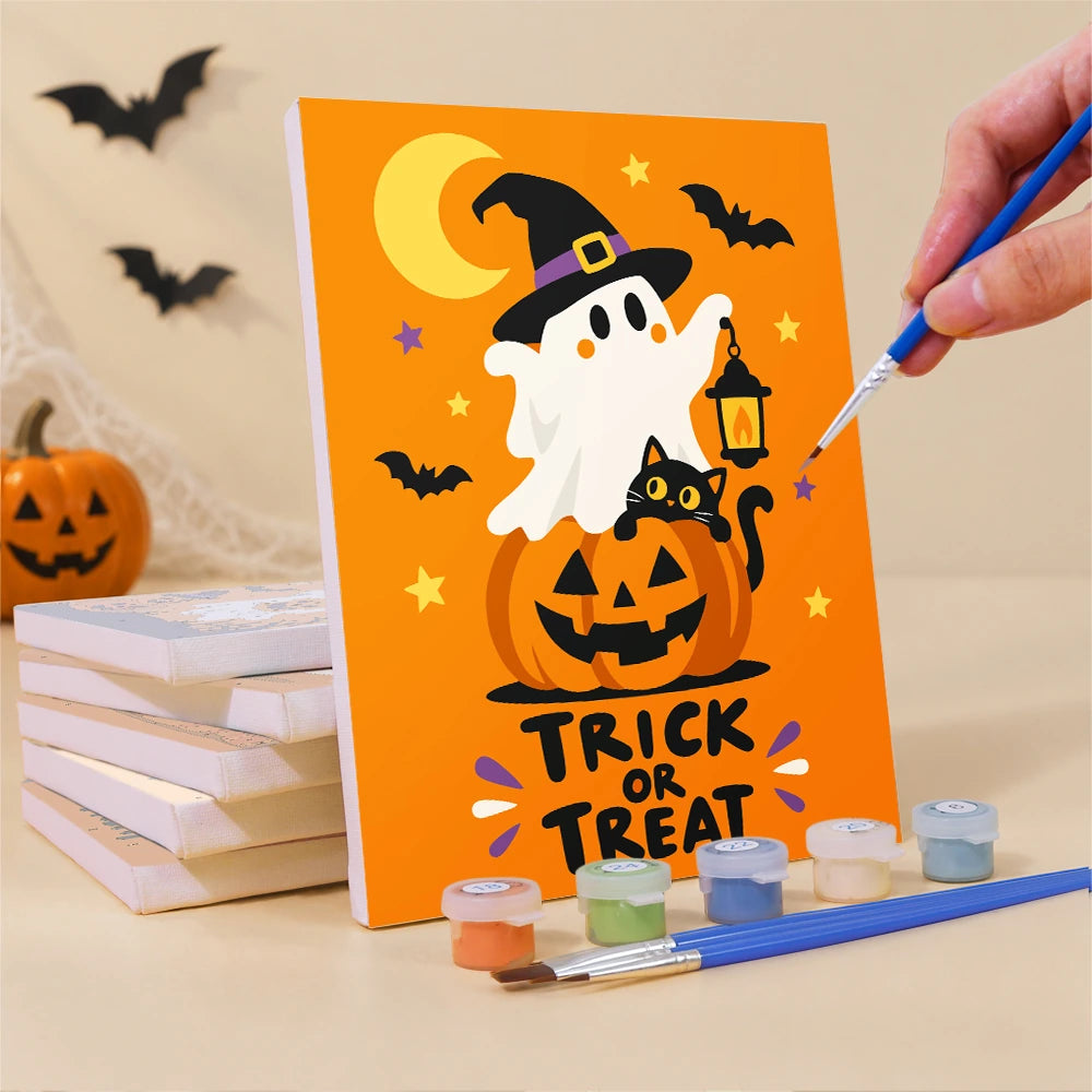 Paint by Numbers – 6 Mini Paintings | Orange Trick or Treat Ghosts Set