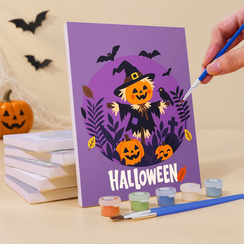 Paint by Numbers – 6 Mini Paintings | Purple Halloween Lettering Set
