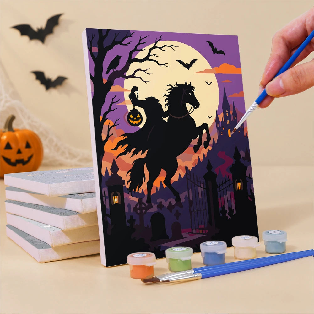Paint by Numbers – 6 Mini Paintings | Silhouettes Under the Full Moon Set