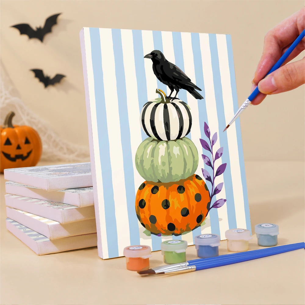 
Paint by Numbers – 6 Mini Paintings | Striped Witchy Halloween Set