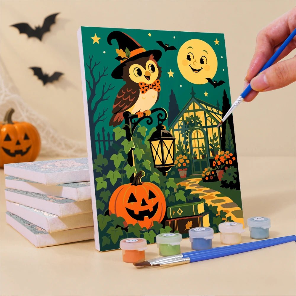 
Paint by Numbers – 6 Mini Paintings | Vintage Moon Face Monster Night Set