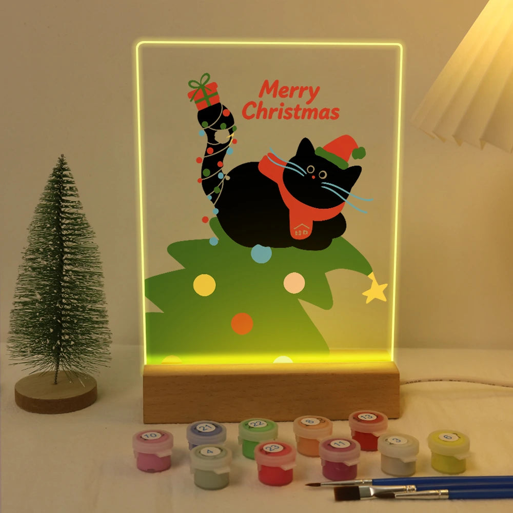 Paint by Numbers - Christmas Light | Black Cat on the Christmas Tree