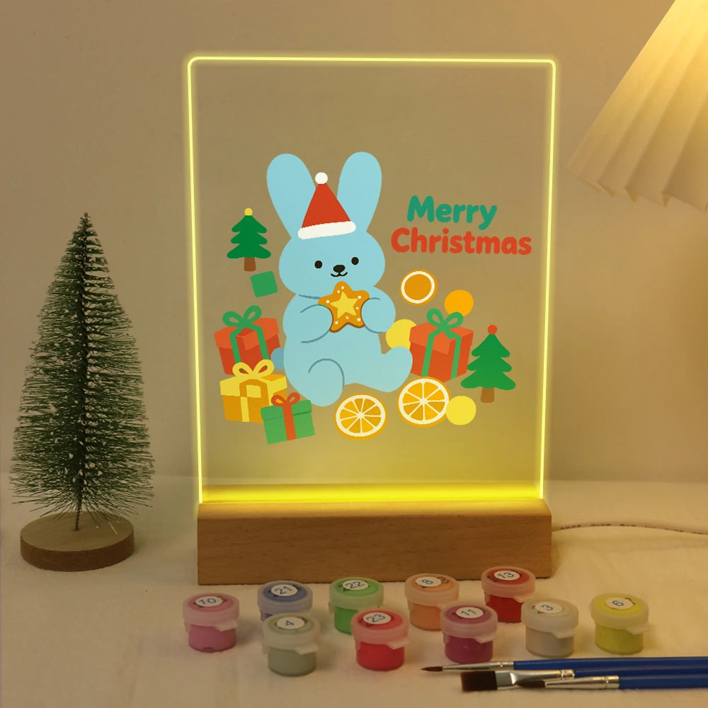 Paint by Numbers - Christmas Light | Blue Bunny with a Golden Star