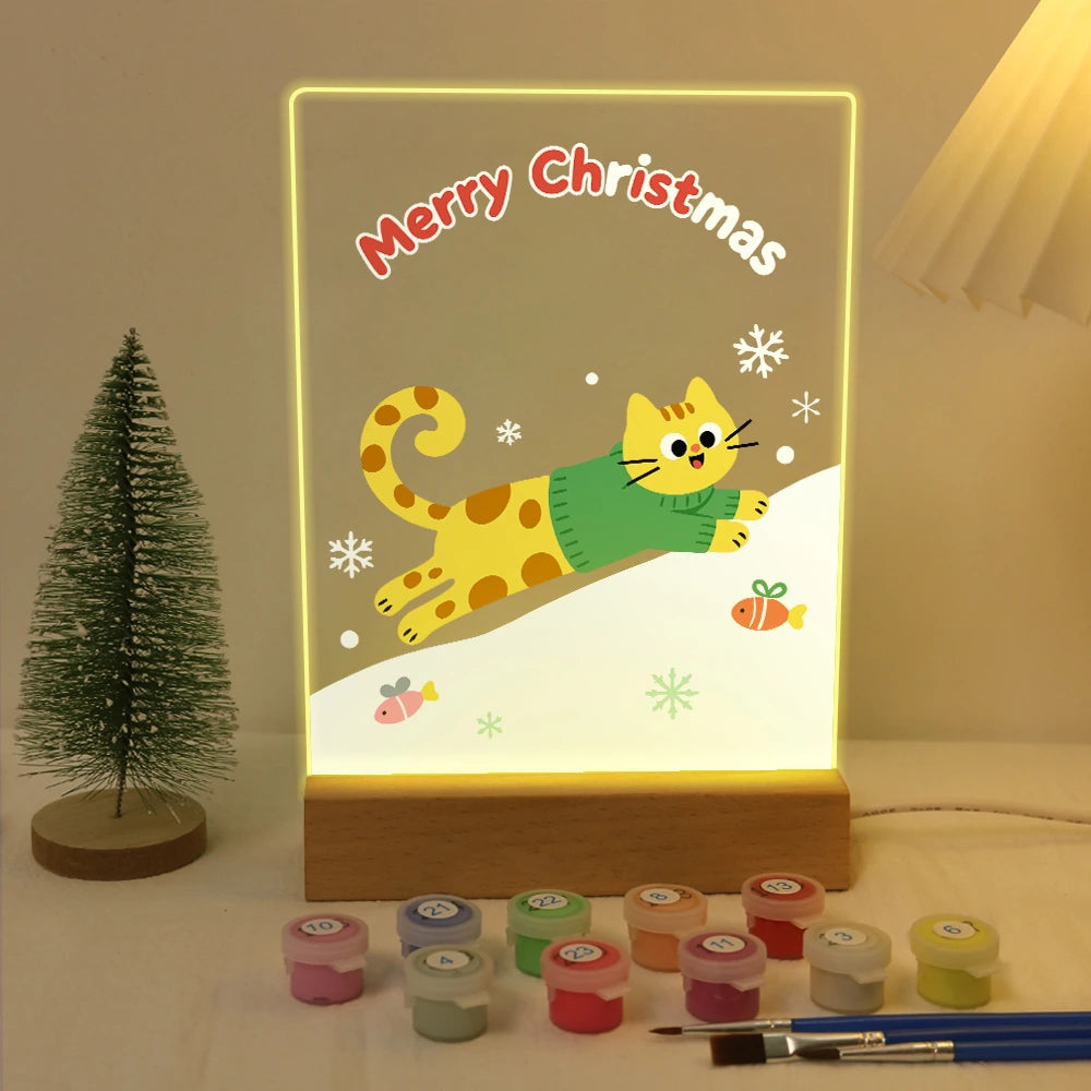 Paint by Numbers - Christmas Light | Cat Sledding down the Hill