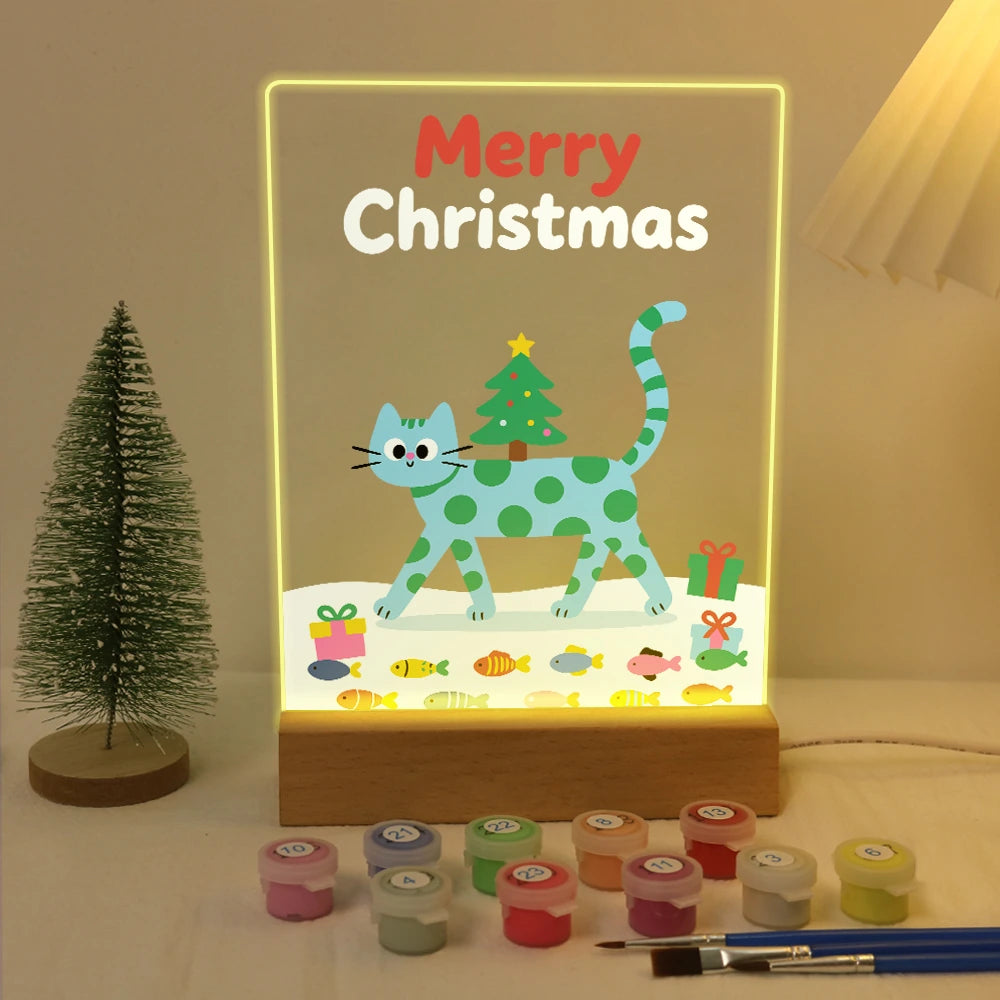 Paint by Numbers - Christmas Light | Cat and Tree on Fish Parade