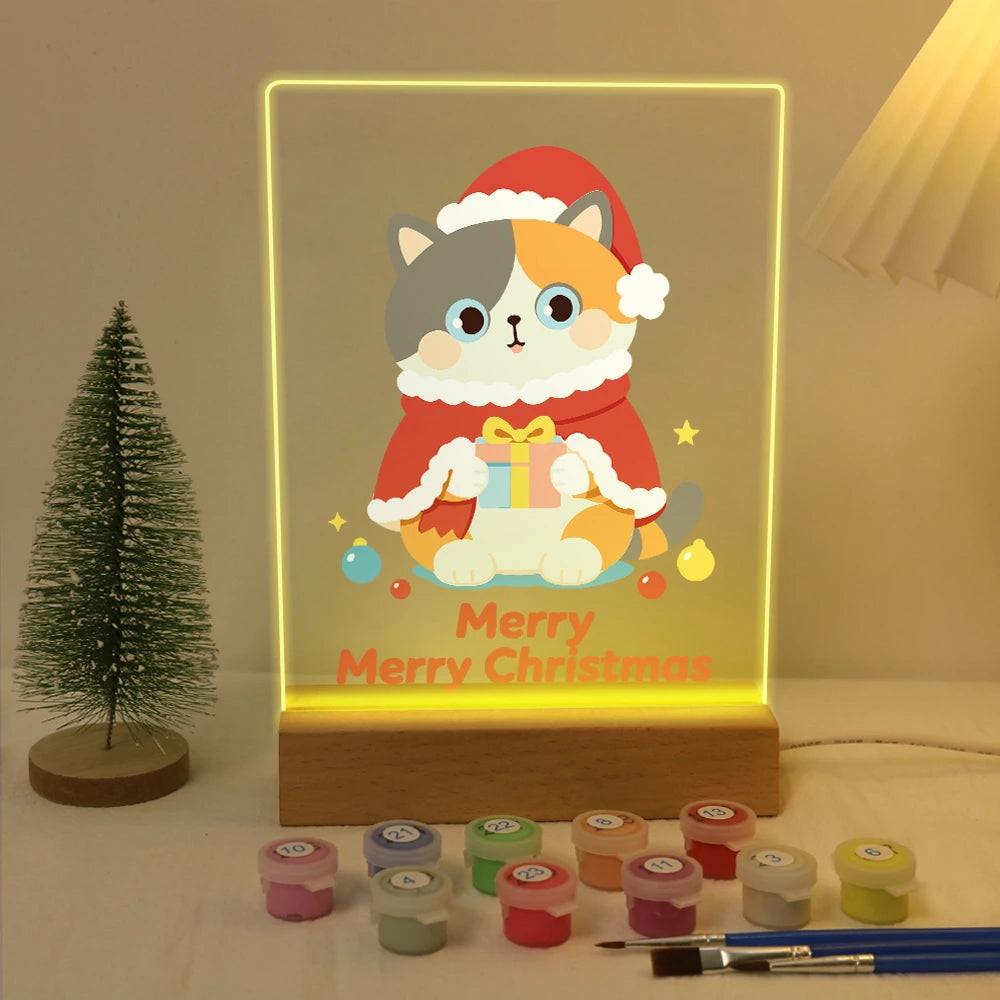 Paint by Numbers - Christmas Light | Cat in a Santa Cape