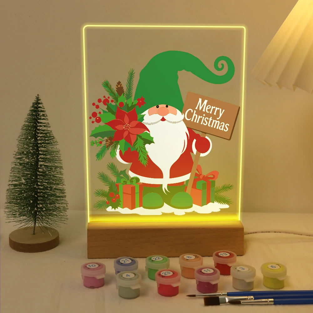 Paint by Numbers - Christmas Light | Christmas Gnome with Poinsettia