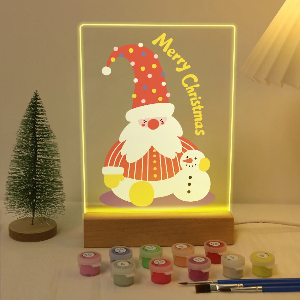 Paint by Numbers - Christmas Light | Cozy Gnome with Tiny Snowman